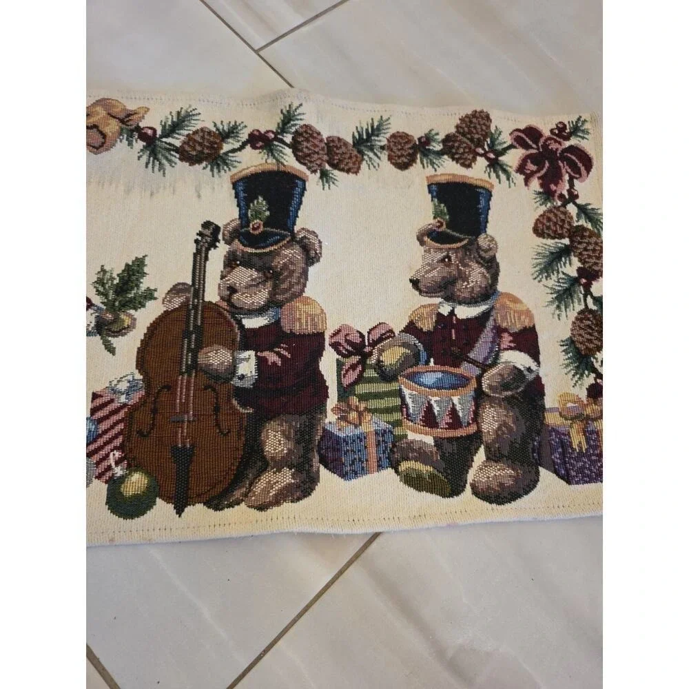 Tapestry Christmas Bears Table Runner 60